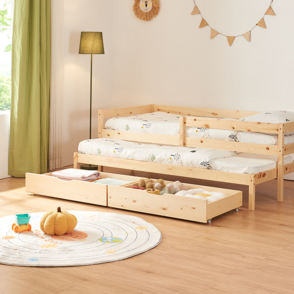 Dupla gyerekágy Sonkajärvi 90x200cm fenyőfa natúr [en.casa] - premiumXL
