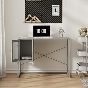 Íróasztal Sund acél 75x100x50 cm szürke [en.casa]