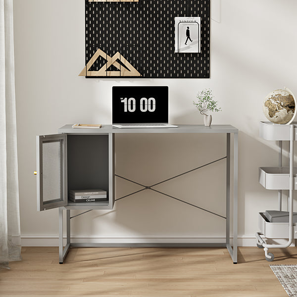 Íróasztal Sund acél 75x100x50 cm szürke [en.casa]