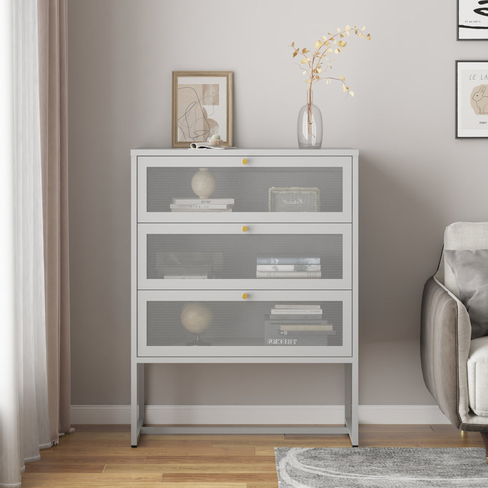 Sund irodaszekrény 3 fiókkal 105x80x40 cm szürke [en.casa] - premiumXL