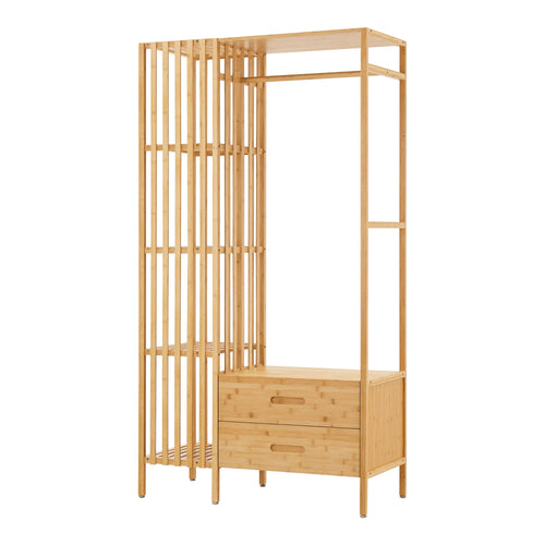 Ruhatartó állvány Varanger 185x100x45cm bambusz [en.casa]