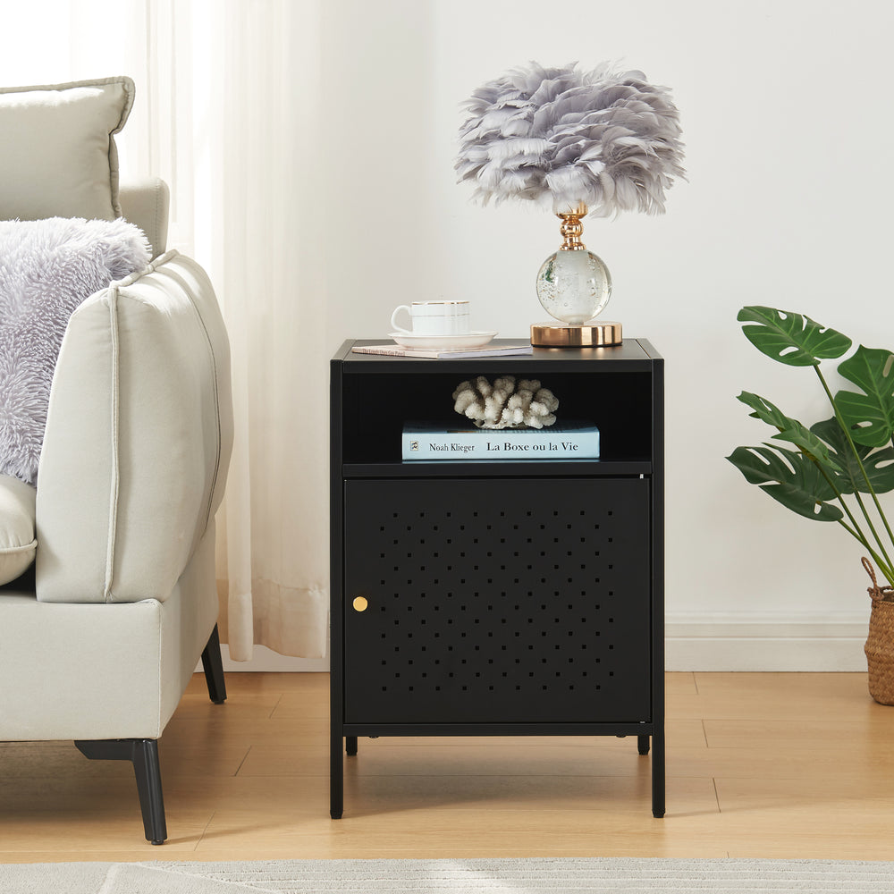 Éjjeliszekrény Janakkala 55x40x40 cm acél fekete [en.casa] - premiumXL