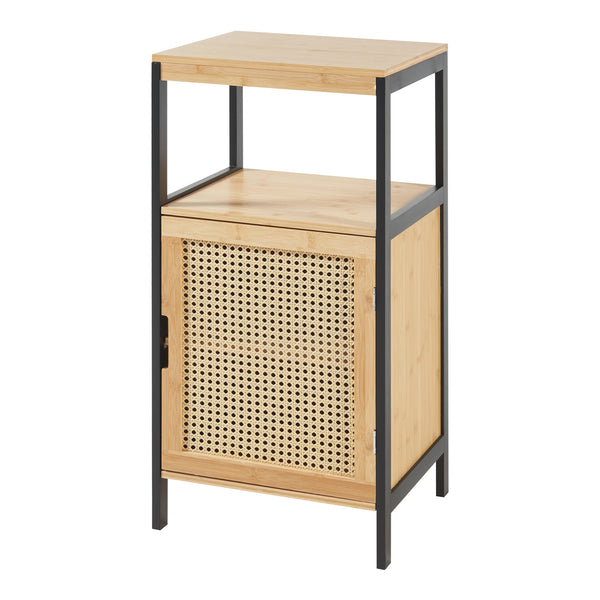 Bambusz midi szekrény Tervola 80x40x35cm fekete/natúr [en.casa]