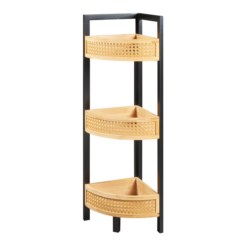 Sarokpolc Tervola 80x23x23 cm Fekete/Bambusz [en.casa] - premiumXL