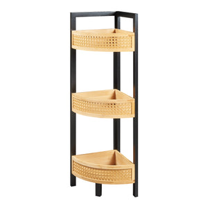 Fürdőszobai sarokpolc Tervola 80x23x23 cm fekete/bambusz [en.casa]