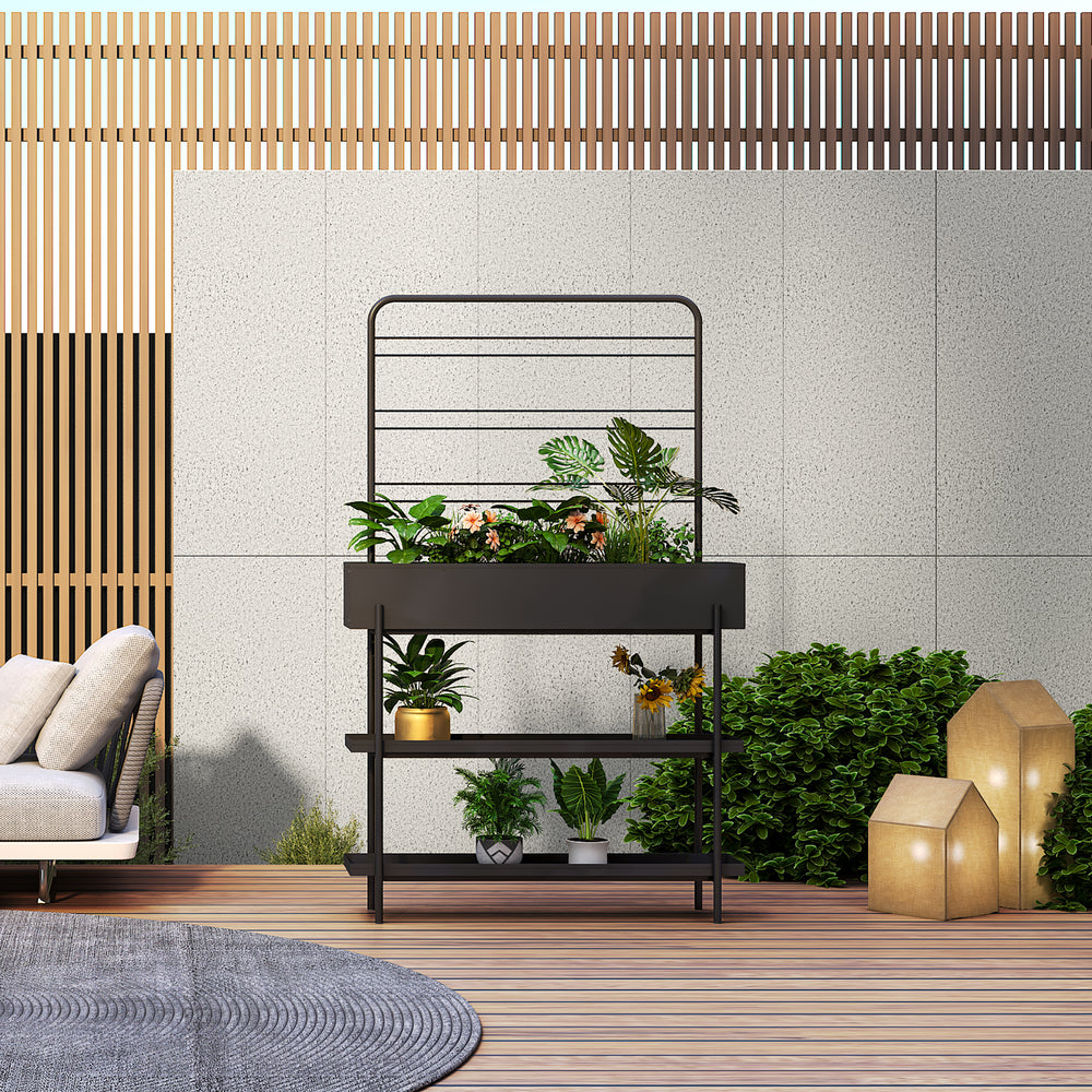 Kültéri növénytartó Aalsmeer fém 154x96x24 cm fekete [casa.pro] - premiumXL