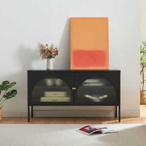 TV-szekrény Karlskrona 115x35x64 cm fekete, matt [en.casa]