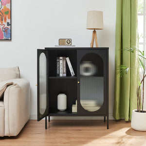 Vitrines komód Karlskrona 102x80x40 cm fekete, matt [en.casa]