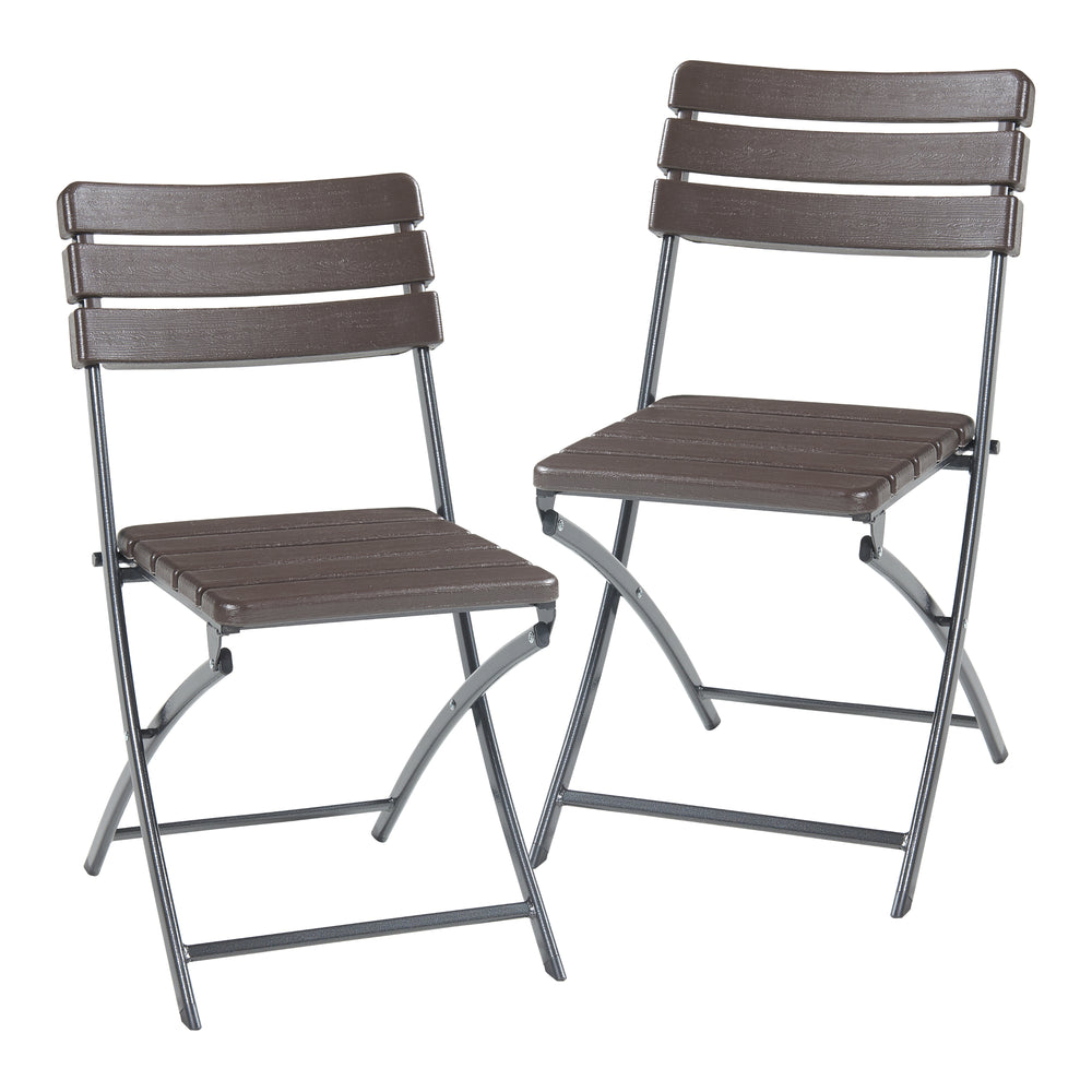 Összecsukható szék szett Lillestrøm 2 részes, fa hatású, sötétbarna [en.casa] - premiumXL