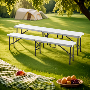 Összecsukható kemping pad 2 darabos szett Ljusnarsberg fehér [en.casa]