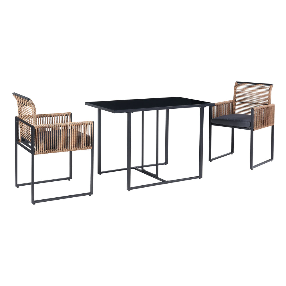 Kerti bútor szett Accadia 3 részes Fekete/Barna [casa.pro] - premiumXL