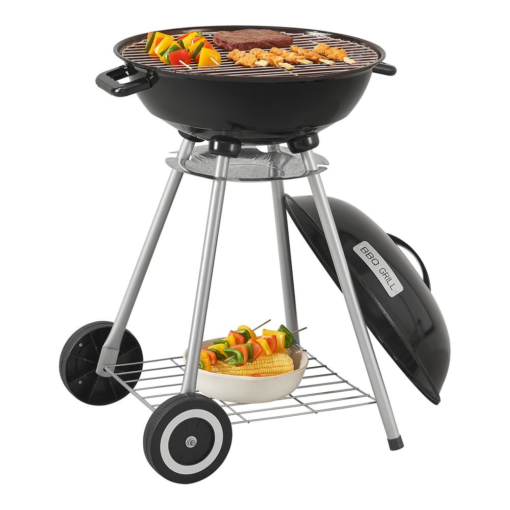 Faszenes gömbgrill Apricena 80x49x47cm fekete [casa.pro]