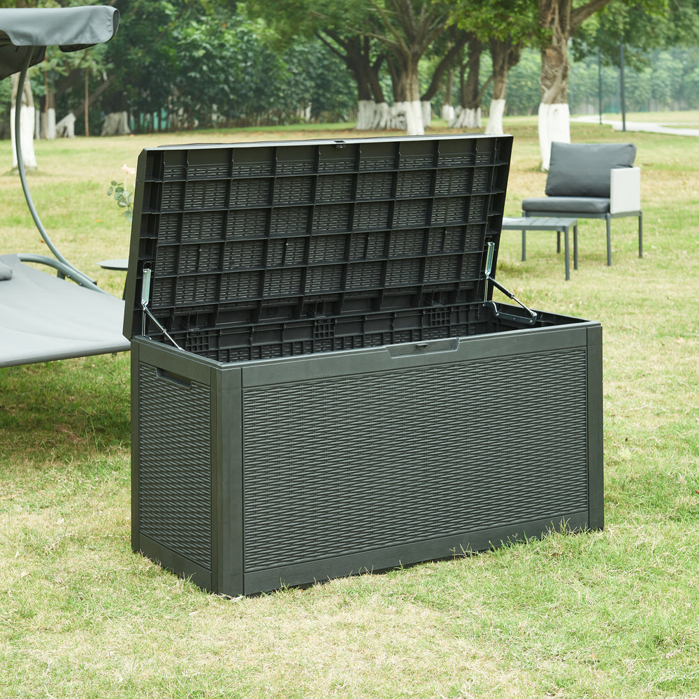 Tárolódoboz Atella 122x54,5x65cm fekete, rattan hatású [casa.pro] - premiumXL