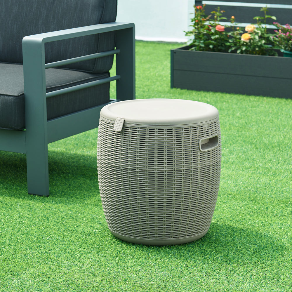 Kerti hűtőláda és ülőke Avetrana 44x Ø40 cm világosbarna [casa.pro]