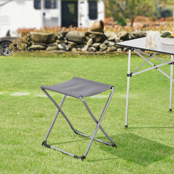 2-in-1 kemping ülőke és asztal Barete 47x47x37 cm szürke [en.casa]