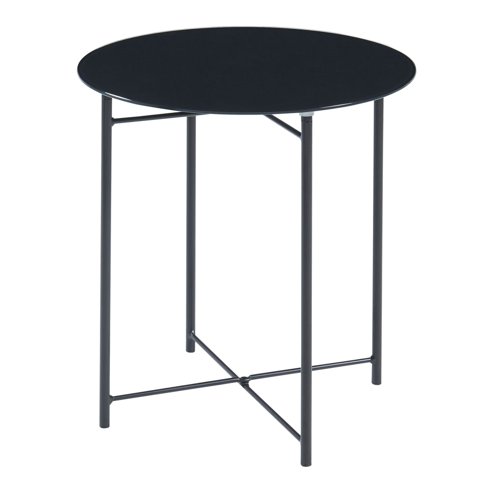 Oldal asztal Ödeshög üveglappal 45xØ42cm fekete [en.casa] - premiumXL
