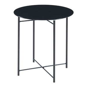 Kisasztal üveglappal Ödeshög 45xØ42cm fekete [en.casa]