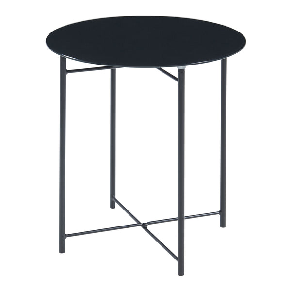 Kisasztal üveglappal Ödeshög 45xØ42cm fekete [en.casa]