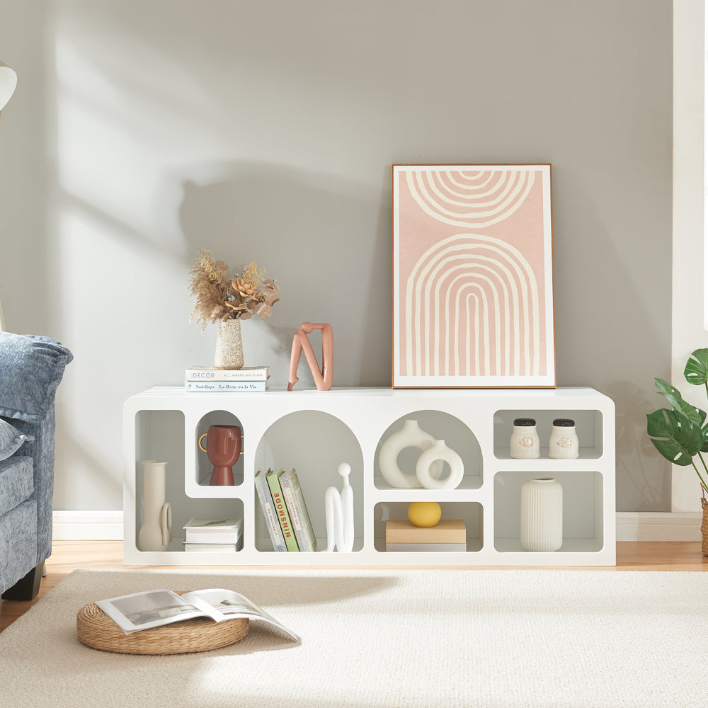 TV-asztal Vågå 140x40x48 cm fehér [en.casa] - premiumXL