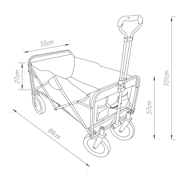 Összecsukható strandkocsi Stenlille 84x55 cm max. 80kg fekete [pro.tec]