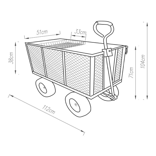 Kézi kocsi Corropoli 112x51 cm max. 550kg fekete/sárga [pro.tec]