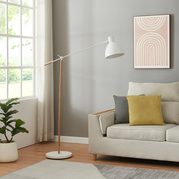 Állólámpa Banchory fém 163 cm fa hatású/fehér [lux.pro]