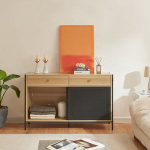 TV-szekrény Tysnes 120x40x75 cm tölgyfa-hatású/fekete [en.casa]
