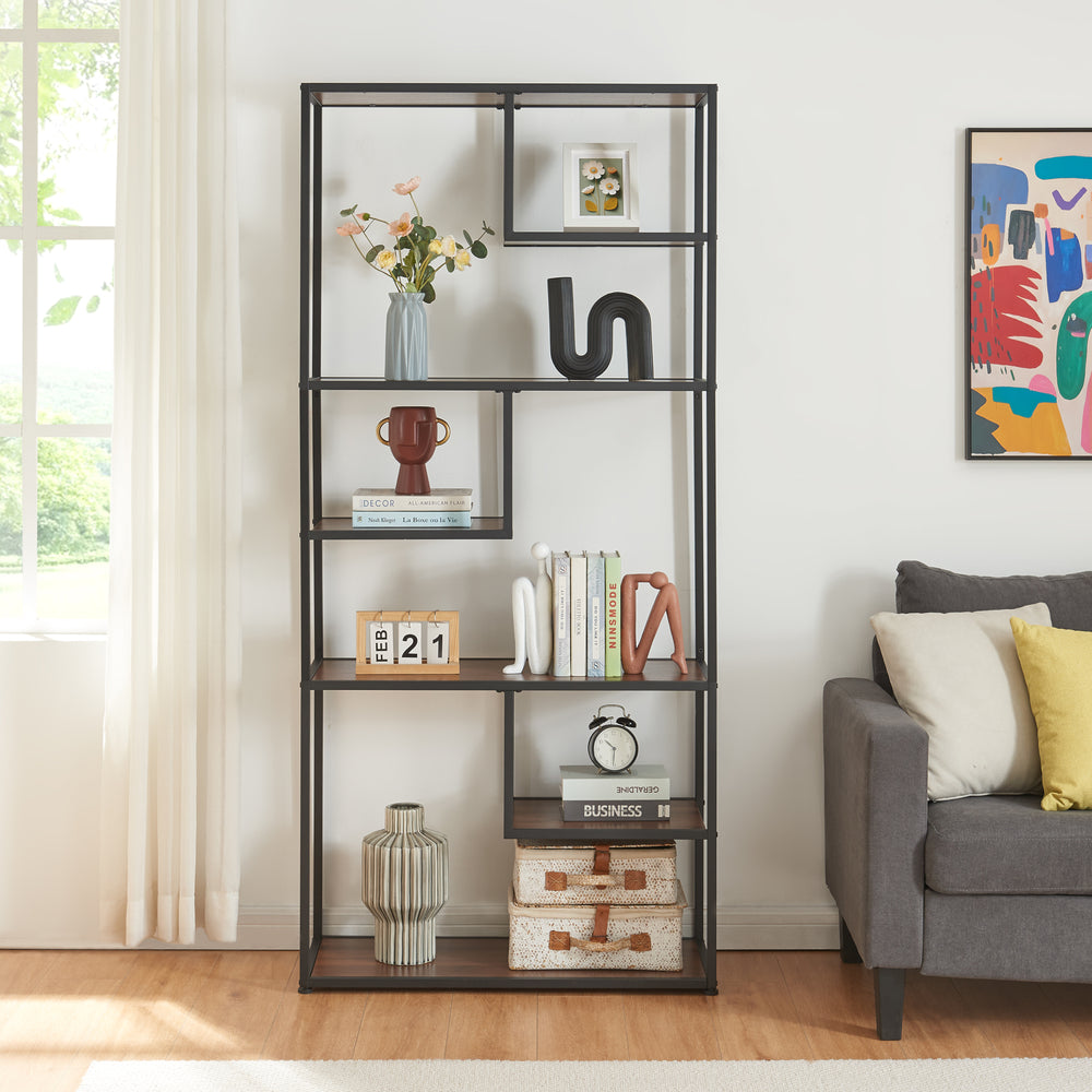 Könyvespolc Østre 180x83x34 cm fekete/diófa hatású [en.casa] - premiumXL