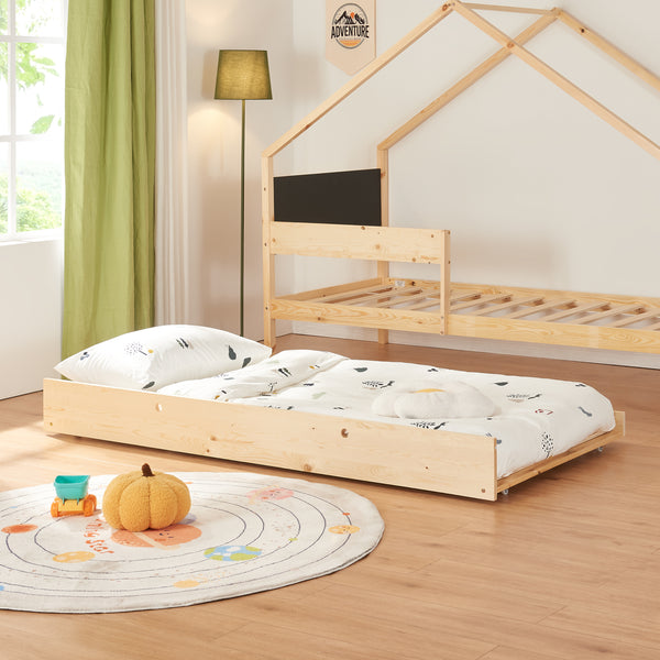 Házikó gyerekágy kihúzható ággyal matraccal Sodankylä 90x200cm [en.casa]