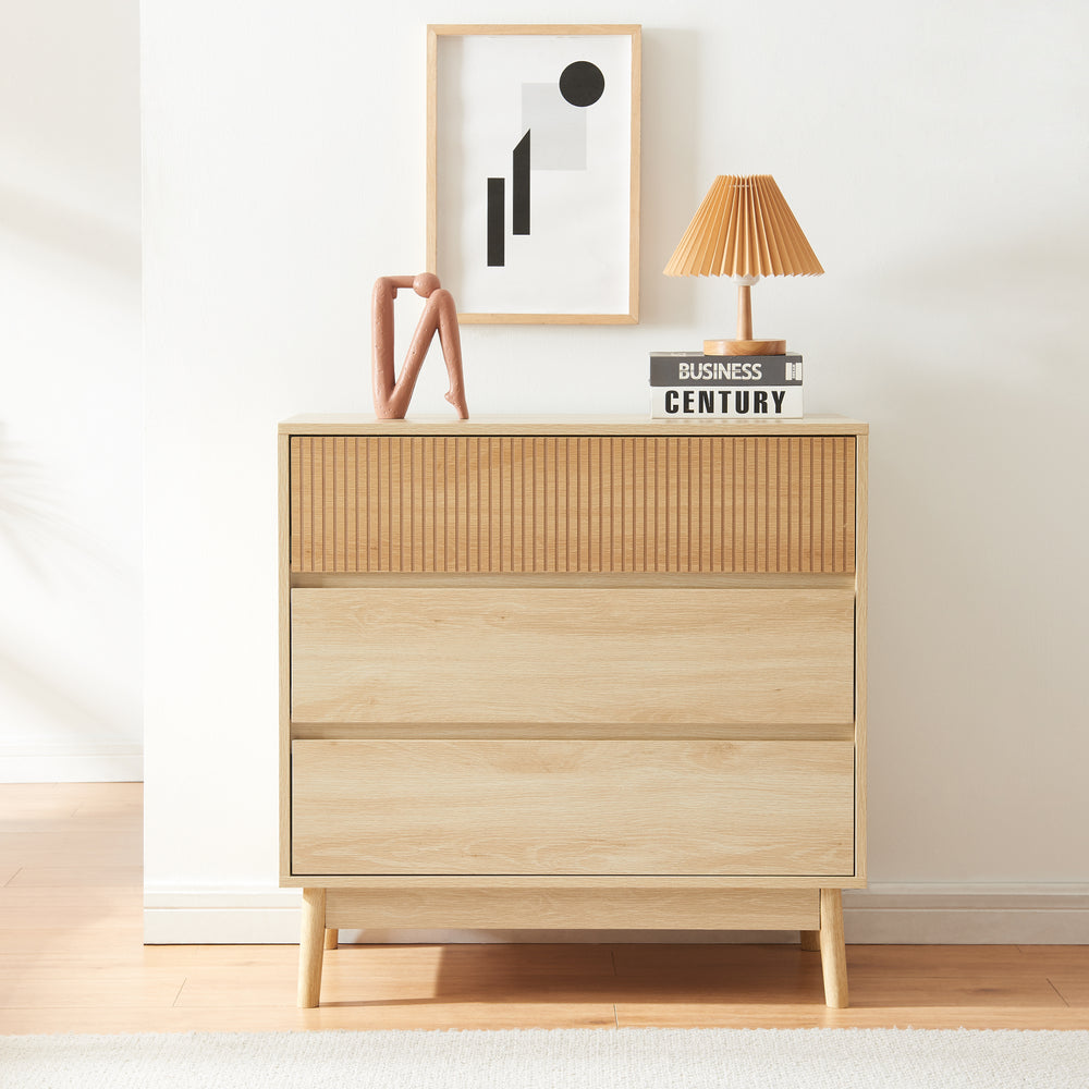 Komód Landskrona 80x80x40 cm 3 fiókkal tölgyfa hatású [en.casa] - premiumXL