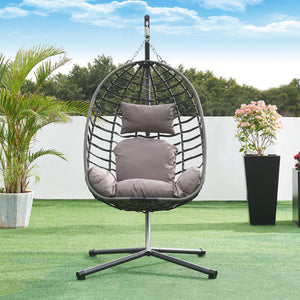 Függőfotel Kandsvas állvánnyal 198x110x95 cm szürke [en.casa]