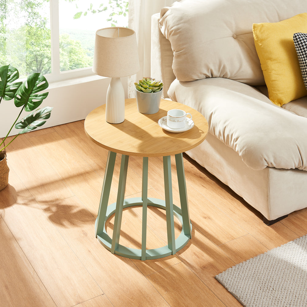 Lensuu dohányzóasztal 48xØ48 cm pasztellzöld/tölgy [en.casa] - premiumXL