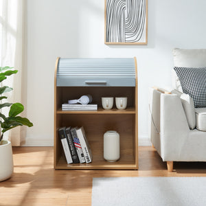 Redőnyös szekrény Kavlinge 80x60x40 cm bambusz/szürke [en.casa]