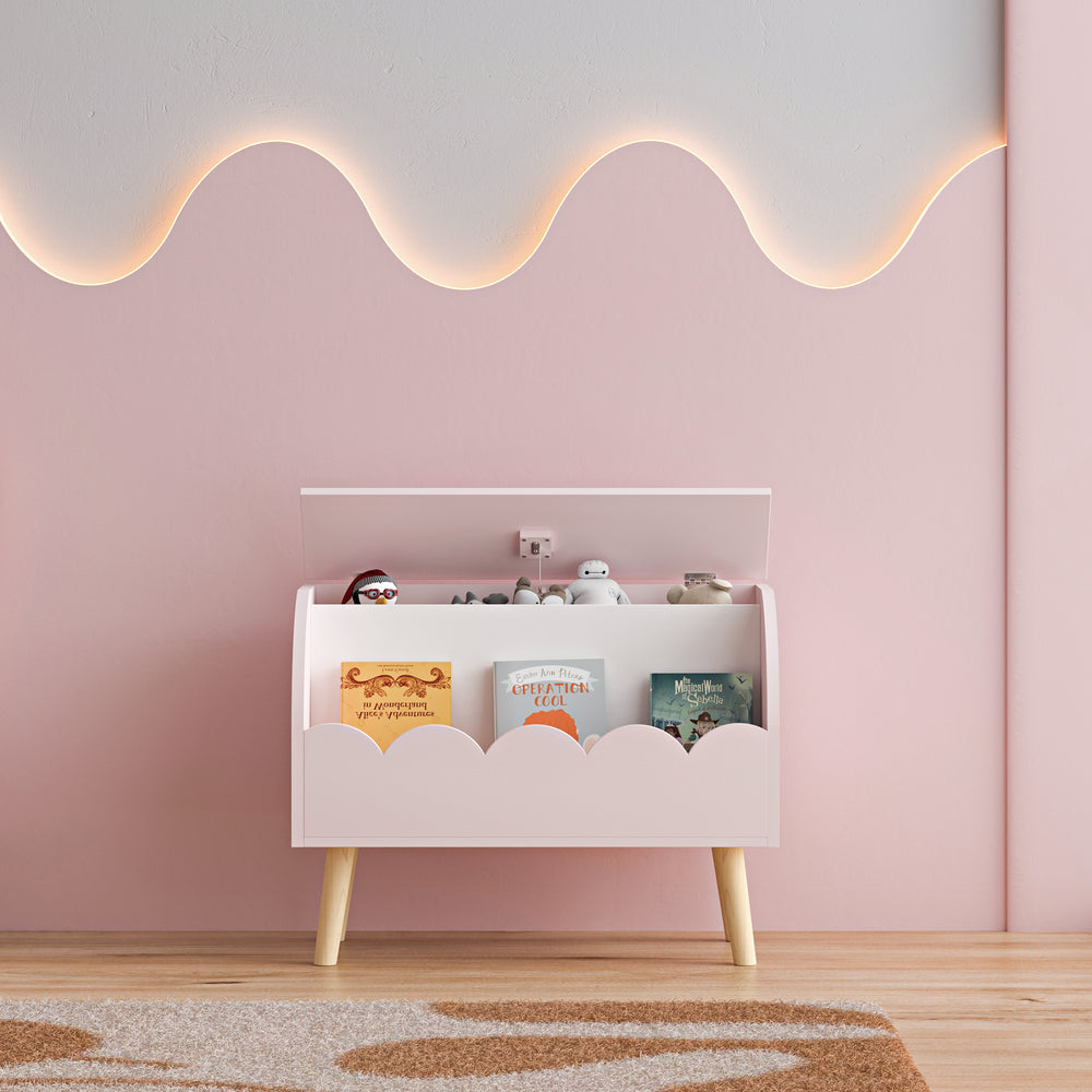 Játéktároló láda Vestnes 60x30x44 cm Cotton Candy/Fehér [en.casa] - premiumXL