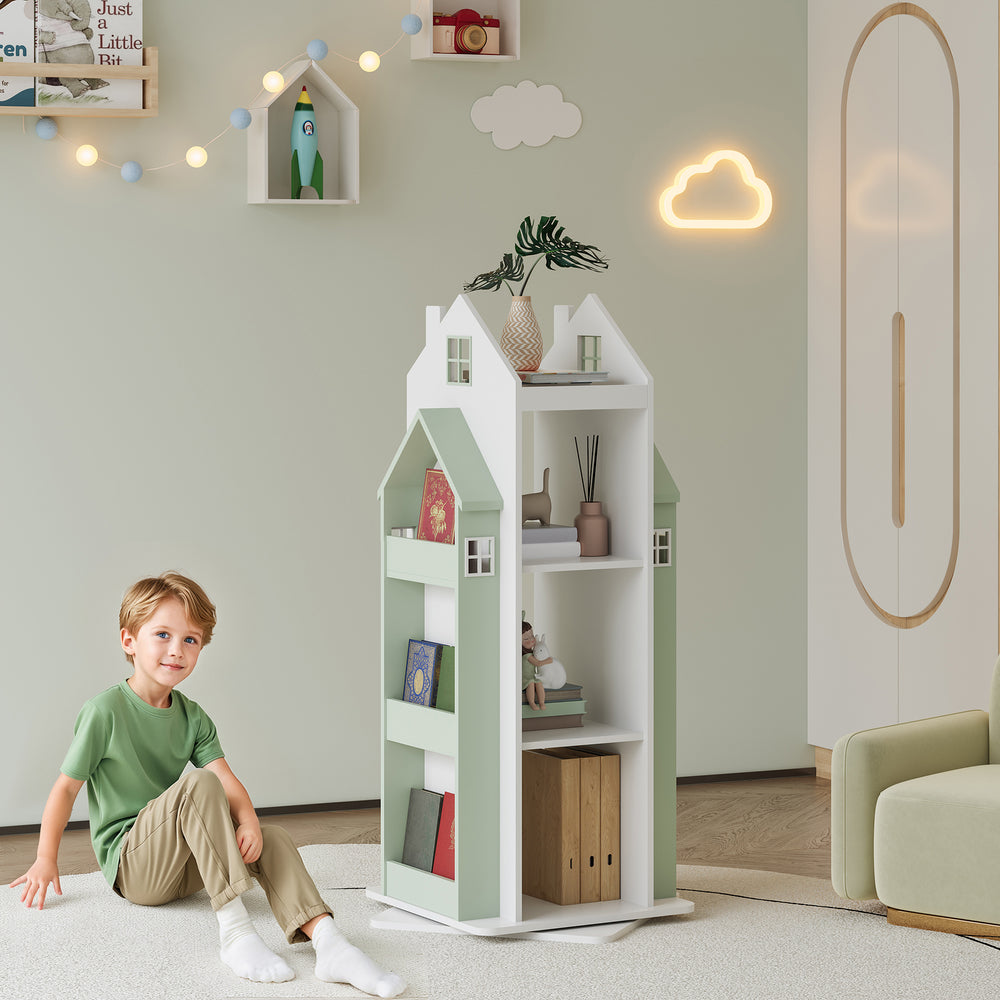Forgatható gyerekpolc Vipsali 108x40x40 cm mentazöld/fehér [en.casa] - premiumXL
