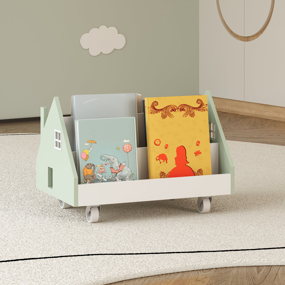 Mobil gyerekpolc Vipsali 50x33x34 cm mentazöld/fehér [en.casa] - premiumXL