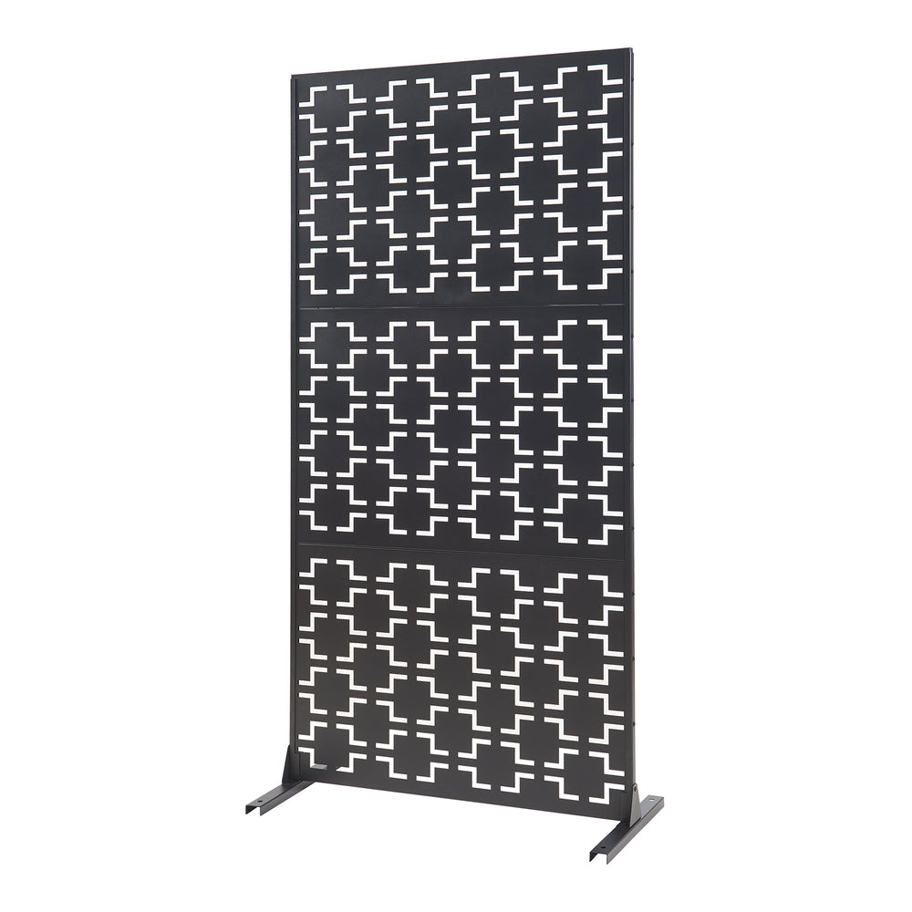 Beltéri térelválasztó Aaskis acél 200x100x50 cm fekete [casa.pro] - premiumXL