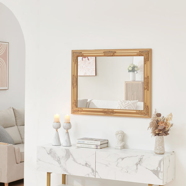 Barokk stílusú fali tükör Punkalaidun 80x60 cm aranyszínű [en.casa]