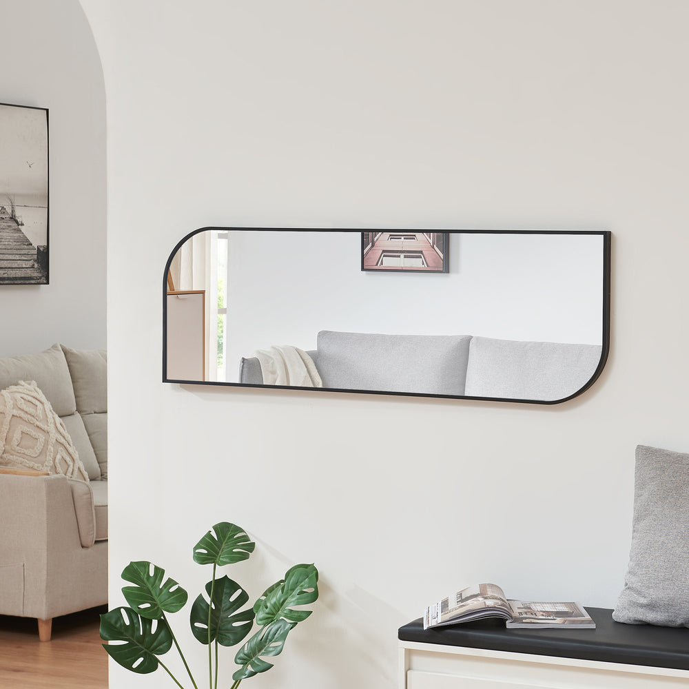Fali tükör Tarvindak 120x40 cm fekete [en.casa] - premiumXL