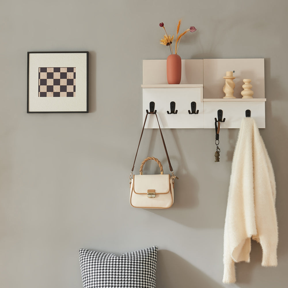 Fali fogas Botaruvn 2 polccal 34x59x13 cm Bézs/Fehér [en.casa] - premiumXL