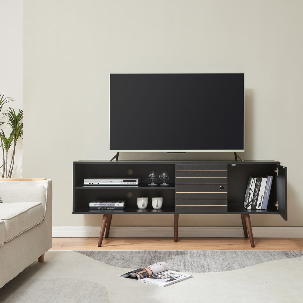 TV-szekrény Vare 160x40x66 cm fekete [en.casa] - premiumXL