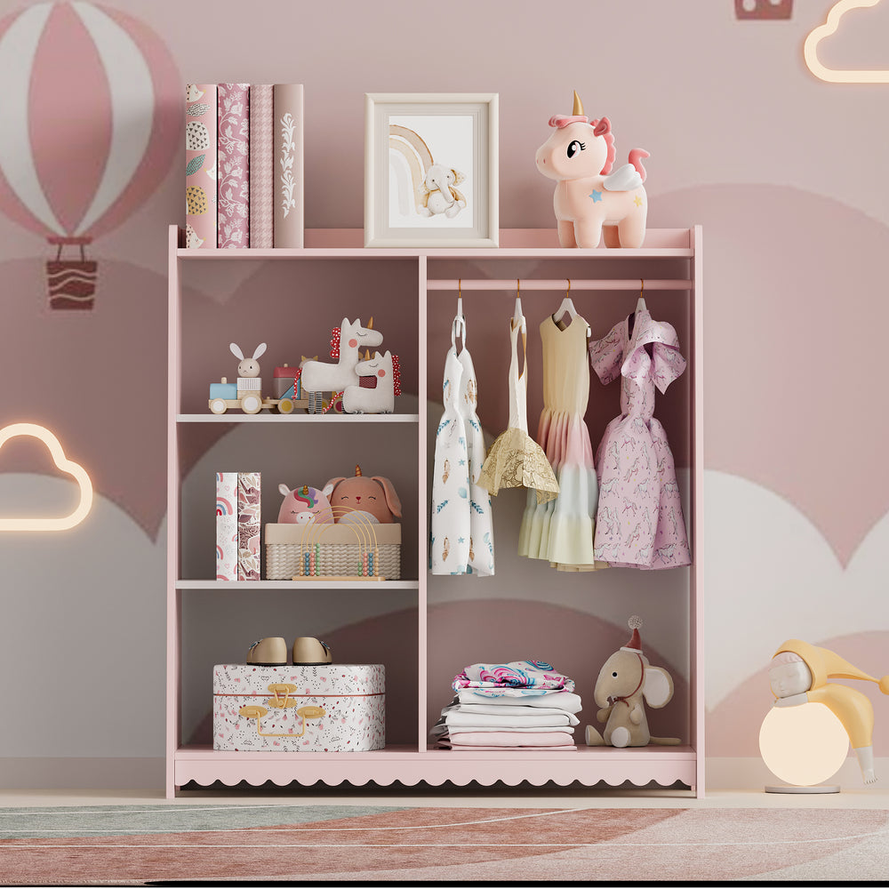 Gyermekruhásszekrény Vestnes 90x80x38 cm Cotton Candy/Fehér [en.casa] - premiumXL