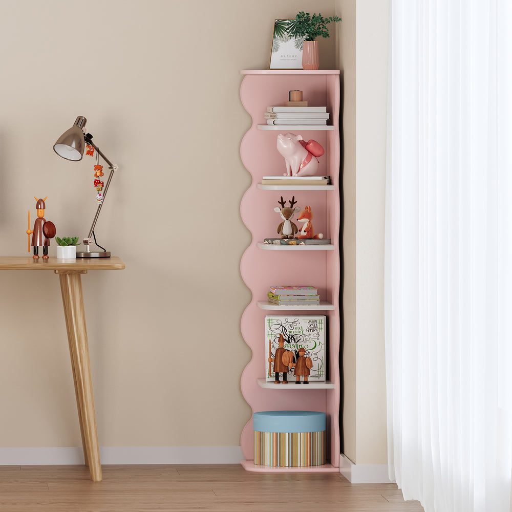 Gyerekek - Sarokpolc Vestnes 108x27x27 cm Cotton Candy/Fehér [en.casa] - premiumXL