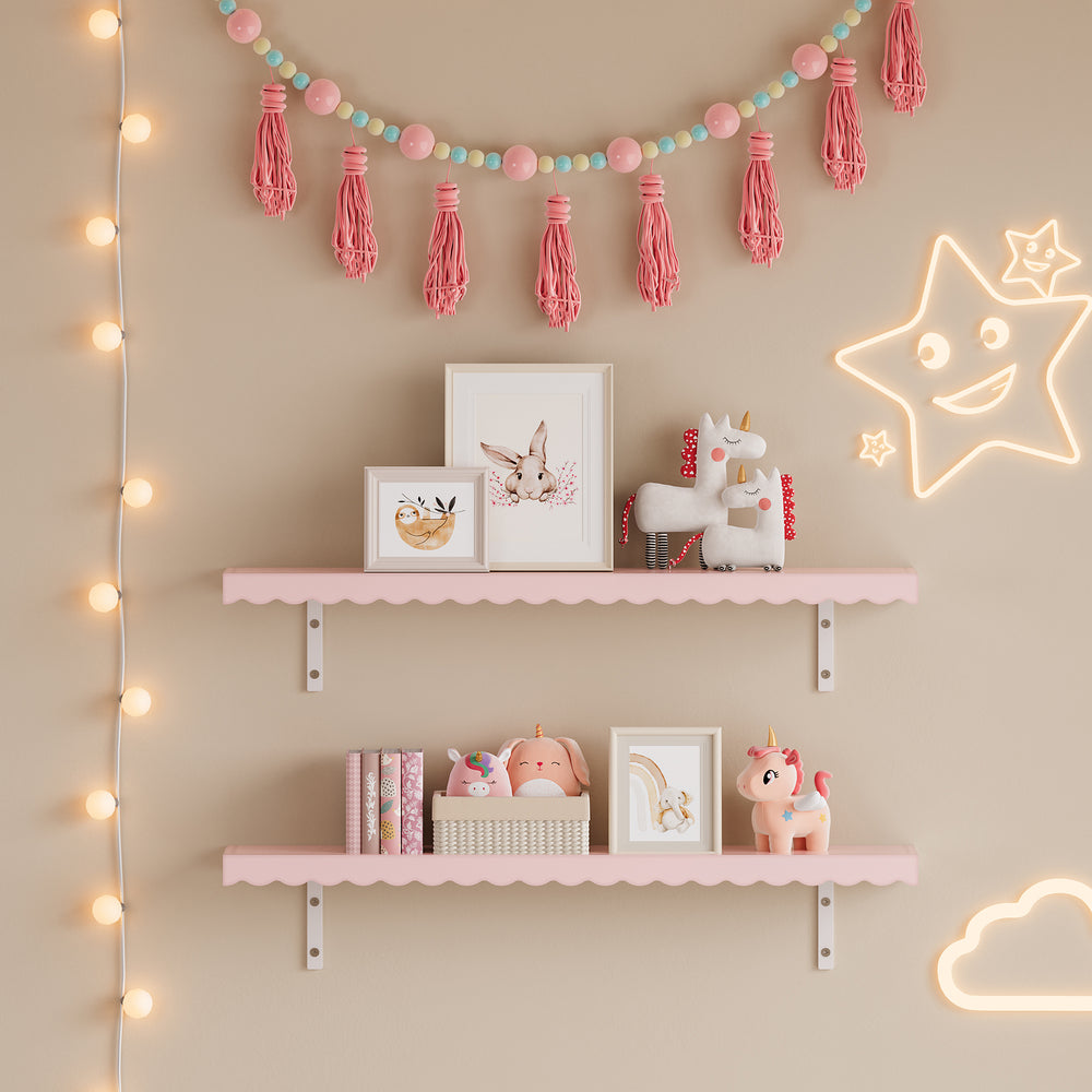 Gyerek - fali polc 2 db-os szett Vestnes 80x17x4 cm Cotton Candy [en.casa] - premiumXL