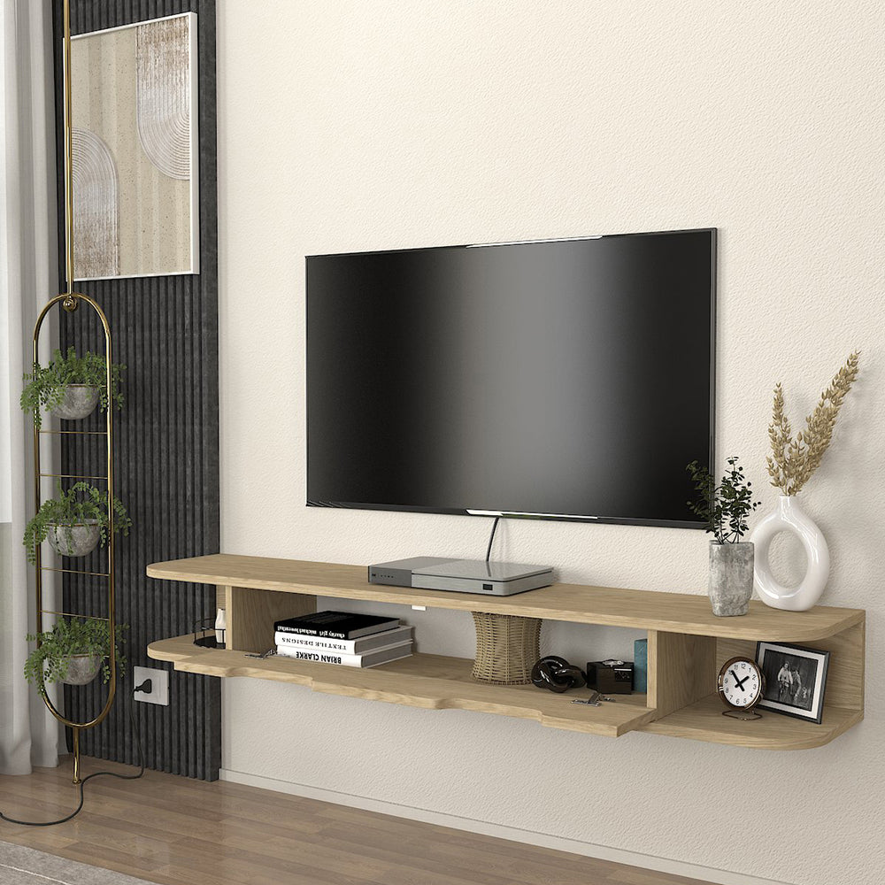 TV - fali alacsony szekrény Karjali 150x30x19 cm tölgyhatás [en.casa] - premiumXL