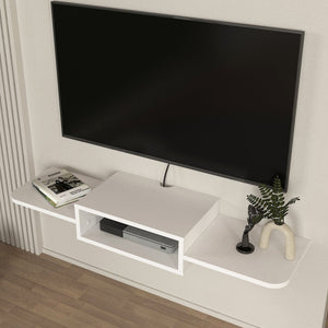 Falra szerelhető TV állvány Tar 115x30x16 cm fehér [en.casa]