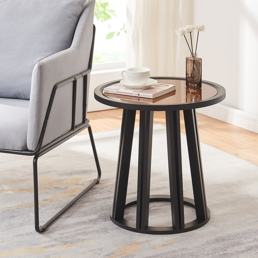 Burgess dohányzóasztal 51xØ51 cm fekete/diófa hatás [en.casa] - premiumXL