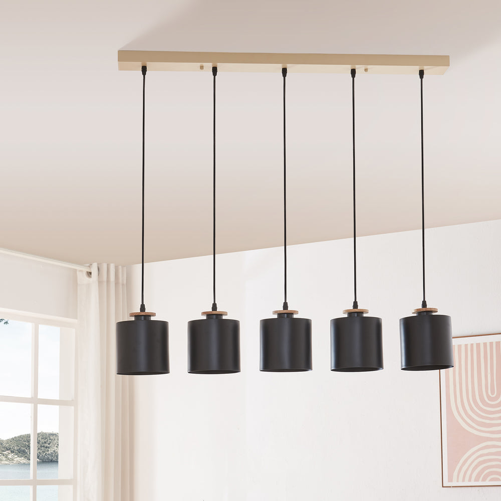 Posdand függőlámpa 130x90x14 cm fa/fekete [lux.pro] - premiumXL