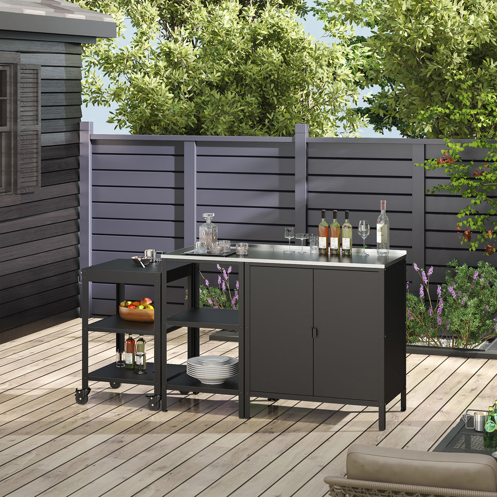 Outdoorset Bolognano állópolc szekrény és tálalókocsi fekete, matt [casa.pro] - premiumXL