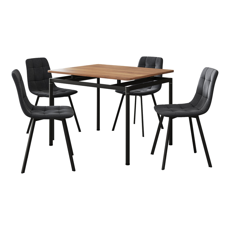 Méretrajz Étkezőgarnitúra Hemnes 4 személyes tölgyfa hatású/sötétszürke [en.casa]